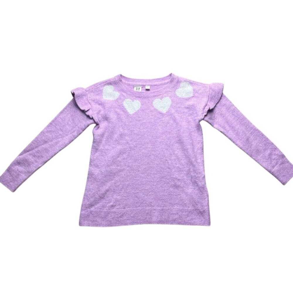 Gap Kids Lavender Hearts Sweater Girls Size Small